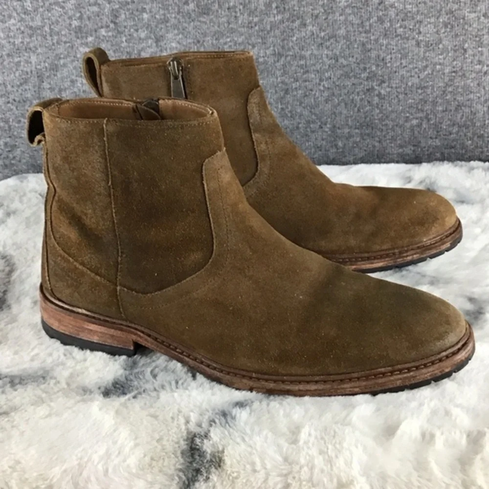 Trask Larkin Men's Water Resistant Waxed Suede Ankle‎ Boots Inside Zip Size 8M